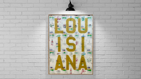 Louisiana Love $288 18x24 Mixed Media Resin Art