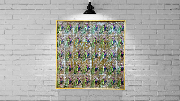Better Late Than Ugly $248 18x18 Mixed Media Resin Art